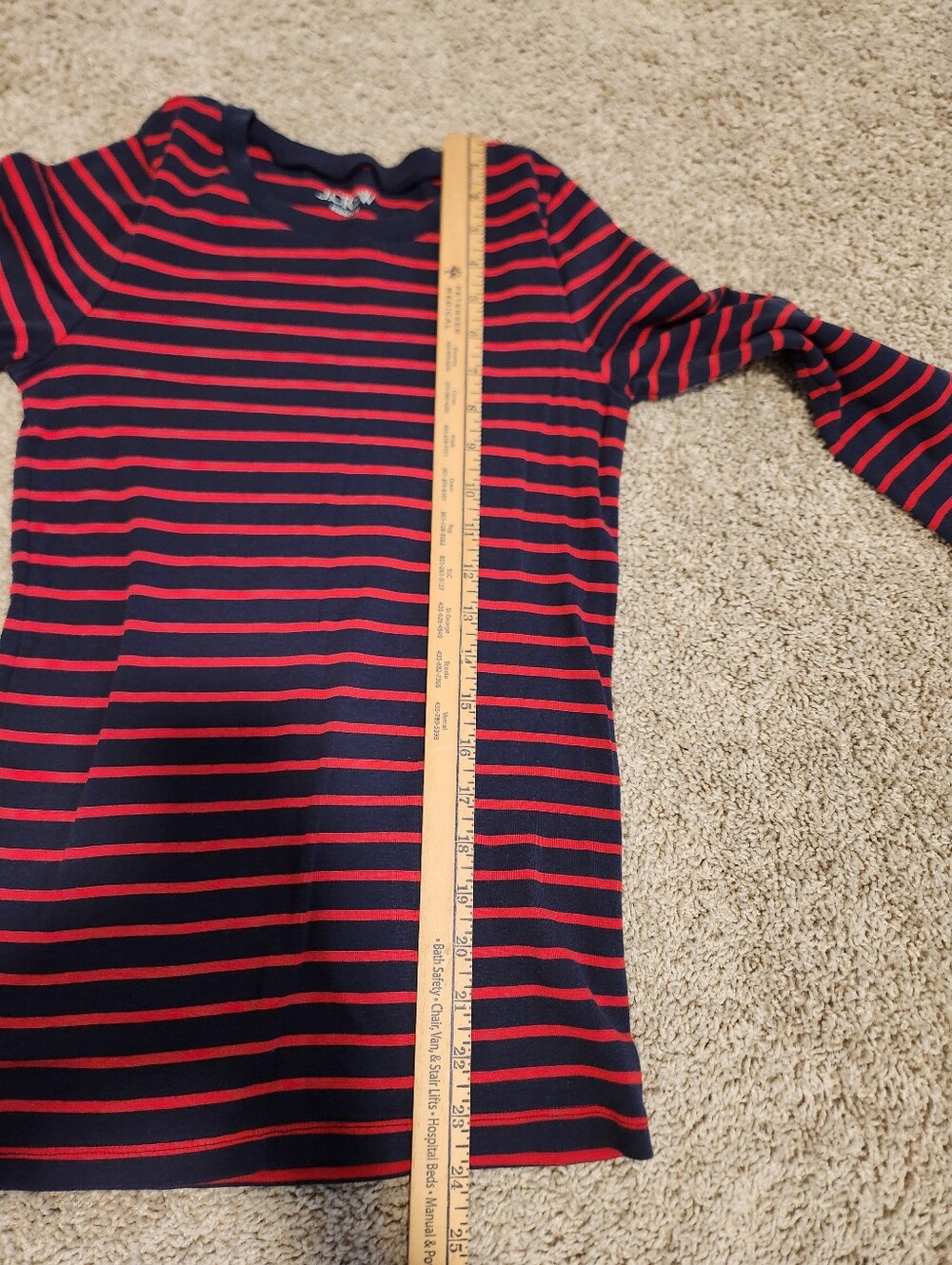 J crew Perfect-Fit Long Sleeve Crewneck T-shirt In Porto Stripe Navy Cand Size M - Picture 7 of 7